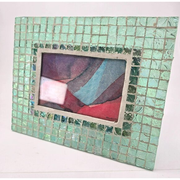 Mosaic Glass Picture Frame With Abstract Watercolor Art By Leif Sylvester je170 - Picture 7 of 10